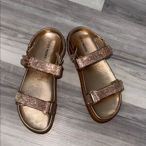 Steve Madden Metallic Sandals with Rhinestone Straps